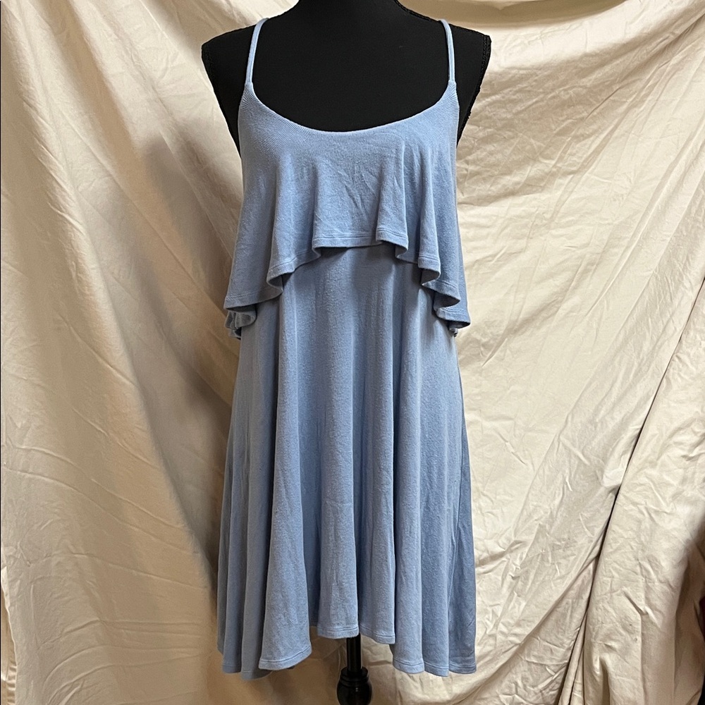Free People Beach Blue Sleeveless Flutter Dress - Picture 2 of 4
